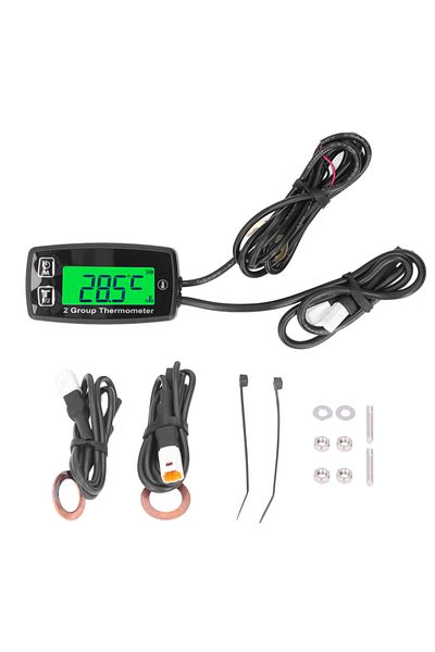 Choice as shown Dual Channel LCD Thermometer Engine Temp Gauge Meter Digital Display with Green Backlight f
