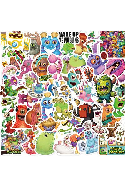 Choice 50pcs 50PCS Game My Singing Monster Stickers Aesthetic Vinyl Waterproof Sticker for Laptop,Guitar,Sk