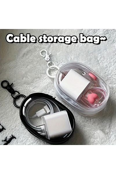 Choice 2Pc White Black Portable Mini Clear Zipper Storage Bag - Space-Saving Organizer for Earphones & Char