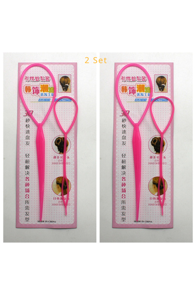 Choice مجموعة من 2 ضفائر وردية اللون، من 2 إلى 4 قطع من أدوات تصفيف الشعر بحل...