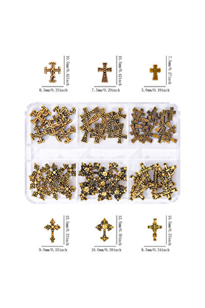 Choice 60 قطعة من زينة الأظافر المصنوعة من البرونز والذهب والفضة، وأحجار الرا...