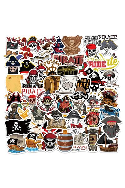 Choice 50PCS New Trendy Cartoon Cool Pirate Graffiti Helmet Water Cup DIY Waterproof PVC Children's Toy ...