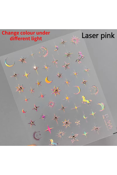 Choice TL080 1 قطعة ملصقات أظافر برونزية كورية 5D يابانية ذهبية فضية نجمة قمر فاخرة DIY فن تزيين الأظافر