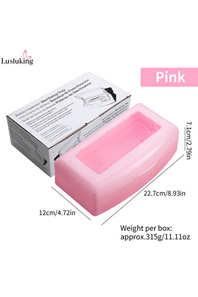 Choice أدوات مانيكير وردية اللون، صينية تعقيم أدوات الأظافر داخل صندوق التعقي...