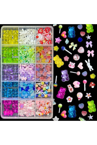 Choice مجموعة من 1-15 قطعة من زينة الأظافر المصنوعة من الراتنج بتصميم ثلاثي ا...