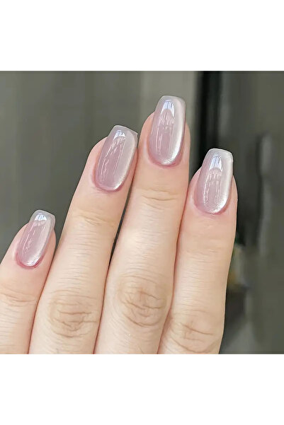 Choice JP1494 24 قطعة 24 قطعة/30 قطعة أظافر صناعية قصيرة مربعة الشكل للنساء على شكل عيون قطة لامعة باللون الأخضر والأزرق والأرجواني