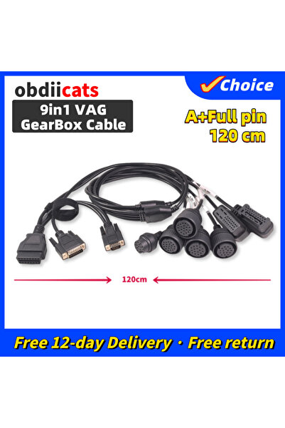 Choice كابل اختبار 9 في 1 120 سم جديد لعلبة التروس VAG كابل بيانات 12 فولت تي...