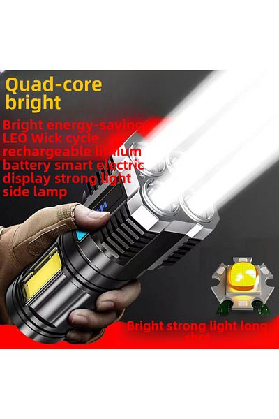Choice Pink Cross-border strong light flashlight four light USB charging long-range flashlight COB side lig