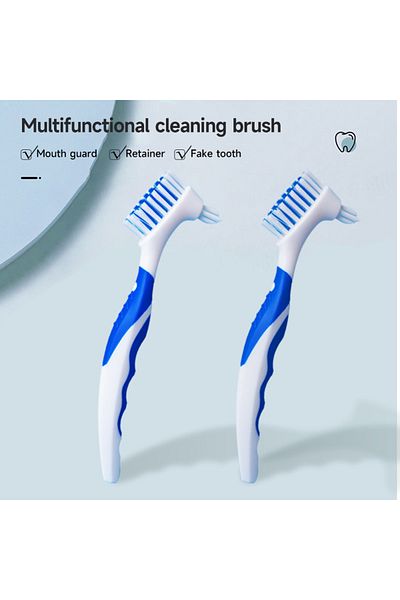 Choice 2PCS 1/2Pcs Denture Brushes with Double Sided Denture Cleaning Brush Heads for Denture Care Multi-La