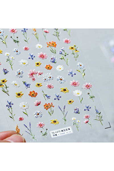 Choice TS1475 قطعة واحدة من ملصقات فن الأظافر 5D الرائعة على شكل زهرة يابانية ملونة من الماكارون لتزيين الأظافر