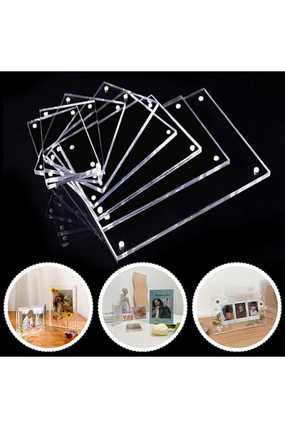 Choice 9x12.8cm Photo Frame Transparent Acrylic Photo Frame Magnetic Poster Display Stand Household Decorat