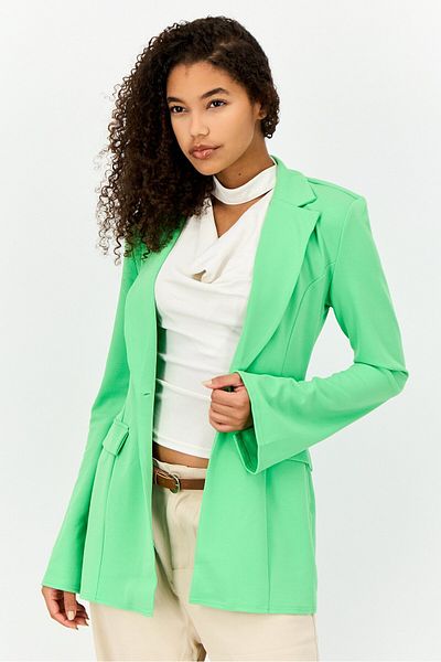 Asos Design Women Tall Fit Plain One Button Blazer, Green