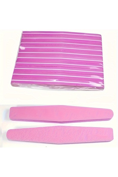 Choice 10 قطع وردية اللون، 12/20 قطعة، كتلة تلميع أظافر بحبيبات 100/180، مبرد أظافر، إسفنجة تلميع، غسول صنفرة