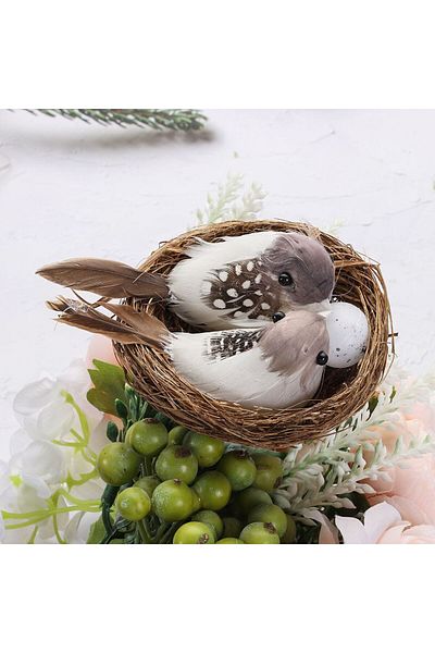 Choice Realistic Feathered Birds with Nest & Birds Egg Artificial Craft Birds for Garden Parties Lawn De...