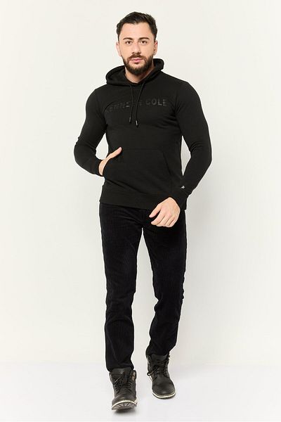 Kenneth Cole Men Long Sleeve Brand Logo Hoodie, Black