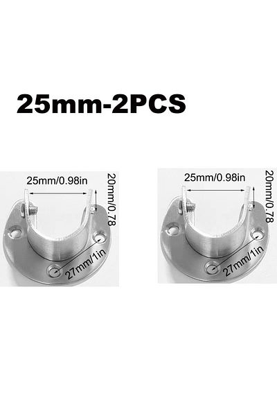 Choice 25mm 2pc 304 Stainless Steel Flange Seat Wardrobe Hanger Rod Fixing Hardware Accessories Curtain Rod
