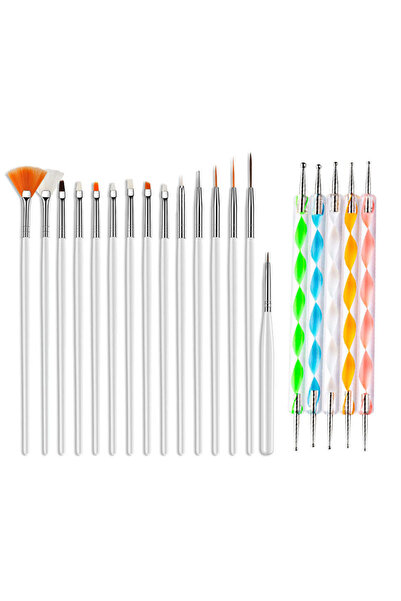 Choice1 18 فرشاة فنية للأظافر بتصميم رأس رسم ونحت وقلم تنقيط وبطانة مسطحة وجل...