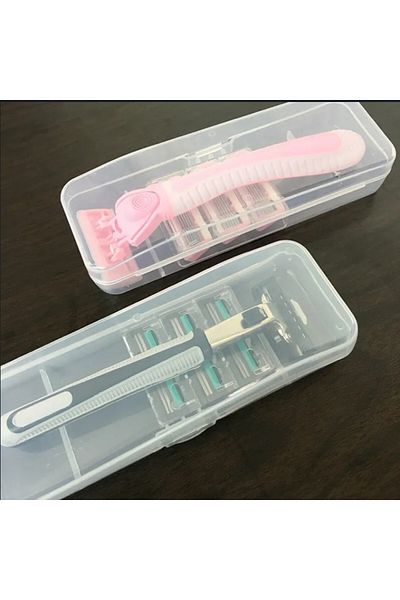 Choice two tool storage box 2pcs/lot Men Universal Shaver Storage Box Handle Full Transparent Plastic Case