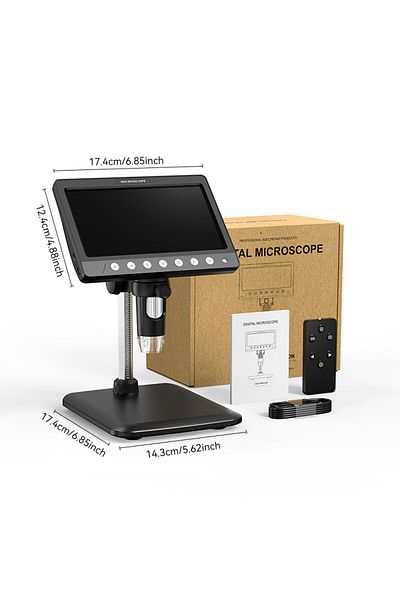 Choice 1200x 7inch Black 7inch Ips Digital Coin Microscope 5mp 1200x Ultra-precise Focusing Camera 1080p Vi
