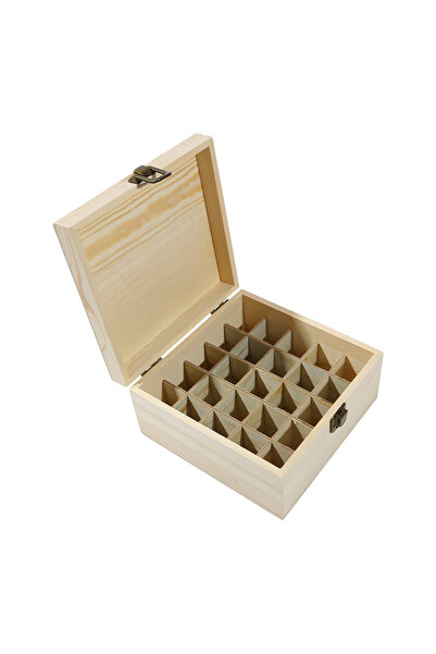 Choice صندوق تخزين خشبي سعة 25 فتحة، منظم حمل 12/25 فتحة، زجاجات زيوت عطرية، ...