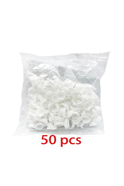 Choice 50pcs White S1 50pcs Disposable Eyelash Glue Fan Cup Rings Holder Container Tattoo Pigment Eyelash E