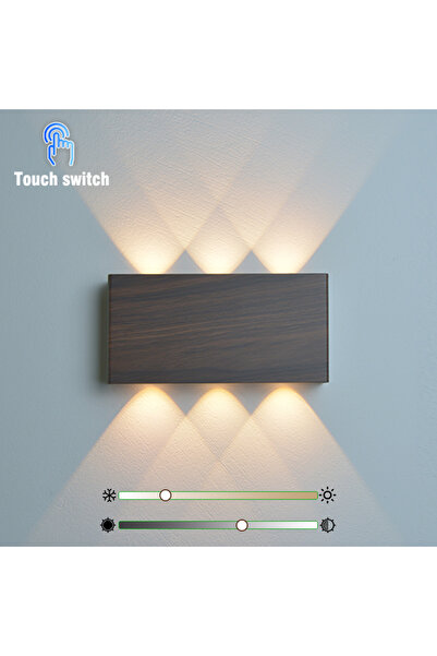 Choice مصباح حائطي للشحن يعمل باللمس بثلاثة ألوان WA806B-Walnut بتصميم بسيط وبطارية 4000 مللي أمبير في الساعة يعمل باللمس بثلاثة ألوان
