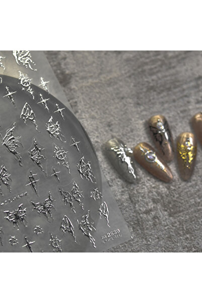 NAILFYOU 1 قطعة To-2559 ملصقات أظافر ذهبية فضية جديدة عالية الجودة لاصقة مطلي...