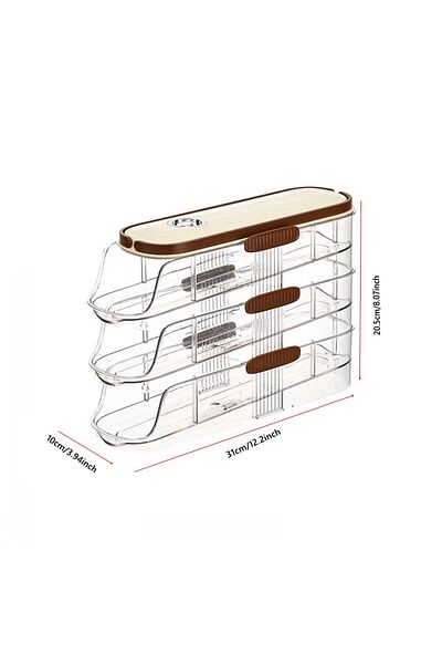 Choice Triple Layer S Egg Holder For Refrigerator Automatic Rolling, Storage Box Transparent Stackable Frid