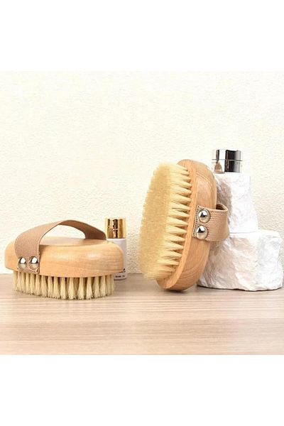 Choice S SPA Wooden Body Brush Natural Boar Bristle Organic Dry Skin Body Brush Bamboo Wet Back Shower Bru.