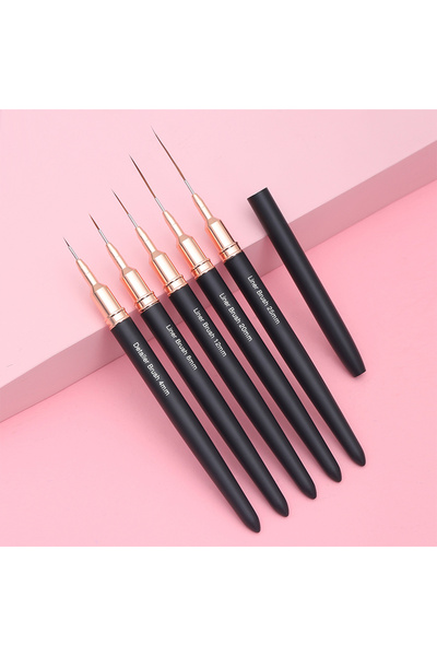 Choice مجموعة فرش رسم خطوط رفيعة للغاية بمقبض معدني أسود، 5 قطع، 4/8/12/20/25 مم