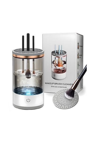 Choice Gray Automatic Electric Makeup Brush Cleaner 3 In 1 Portable Women Eye Shadow Brush Holder Stand Too