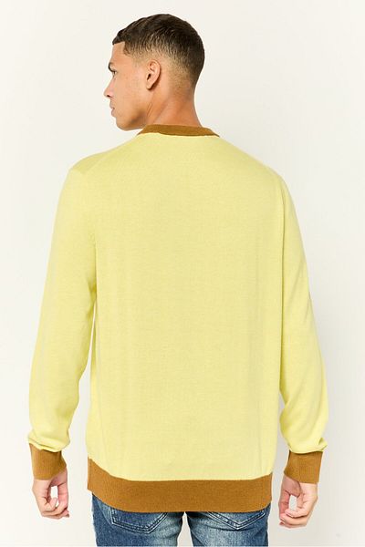 Esprit Men Ribbed Neck Long Sleeves Knitted Sweater, Light Yellow