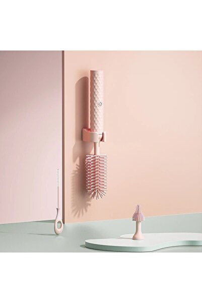 Choice1 فرشاة تنظيف زجاجات كهربائية وردية اللون، 3 قطع، مقاومة للماء، تدور 36...