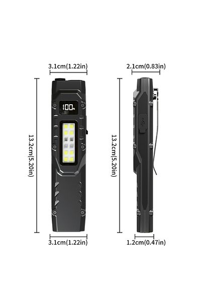 Choice 18650 Black White Portable Flashlight, 800 Lumens Usb Rechargeable Tactical Flashlight, Flashlight I