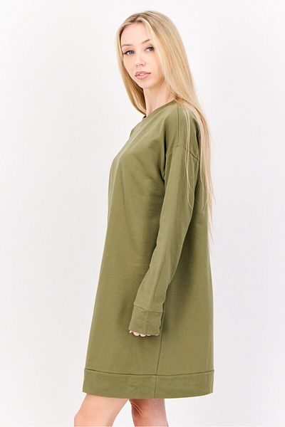 DeFacto Women Crew Neck Solid Long Sleeve Sweatshirt, Olive