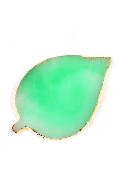 Choice لوحة فنية فاخرة للأظافر من حجر الراتينج الطبيعي باللون الأخضر وأوراق ا...