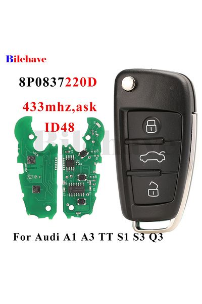 Choice Full Key jingyuqin 433Mhz ASK ID48 Chip 8P0837220D Remote Car Key For Audi A1 A3 TT S1 S3 Q3 2005+ 8