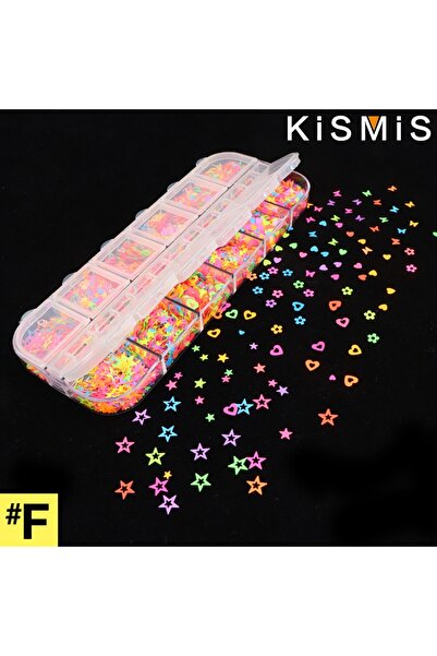 Choice F 1 صندوق فلورسنت فراشة على شكل أظافر فن بريق رقائق 3D الترتر الملونة ...