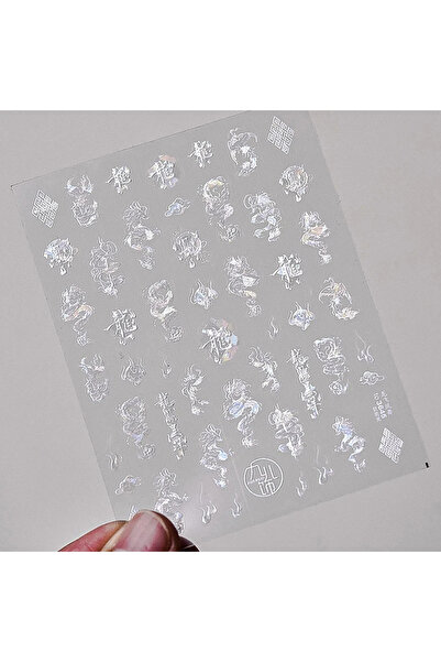 NAILFYOU TO3645 1 قطعة 5D ملصق أظافر تنين صيني نبيل طوطم قديم السنة الجديدة م...