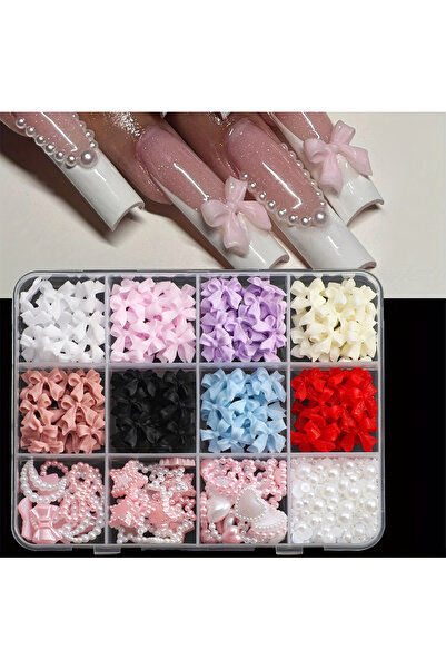 Choice مجموعة تزيين أظافر ثلاثية الأبعاد من 500 قطعة مع أقواس من الراتنج ولآل...