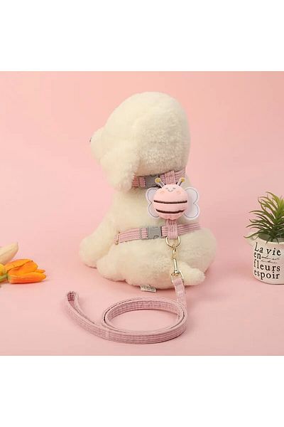 Choice M Pink Escape Proof Cat Harness and Leash Set Adjustable Mesh Dog Harness Vest Puppy Pet Walking Lea