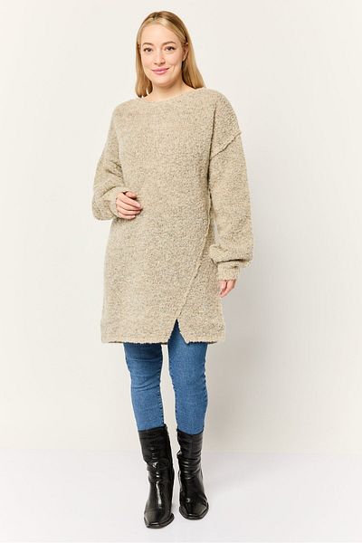 Esprit Women Boat Neck Knitted Sweater, Metallic Beige