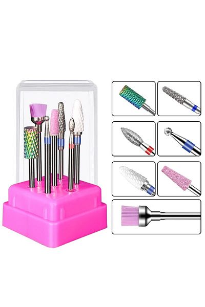 Limegirl 7PCs 7 Pcs Ceramic Milling Cutter For Manicure Removing Gel Varnish Nail Drill Bits Electric Machine