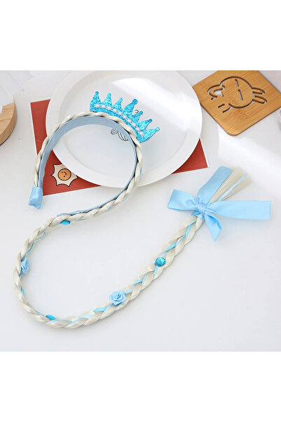 Choice عصابة رأس للبنات من Blue-Crown-01 بتصميم إلسا، ضفيرة منسوجة، تاج ندفة ...