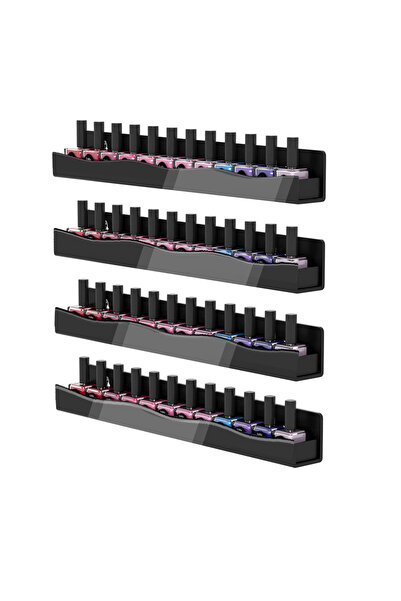 Choice رف حائط لطلاء الأظافر باللون الأسود: 4 رفوف، منظم طلاء أظافر أكريليك أ...