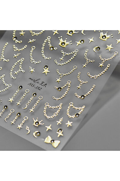 Choice 1 قطعة MS392J 1 قطعة ملصقات أظافر 5D على شكل سلسلة نجمة ماسية ذهبية فض...