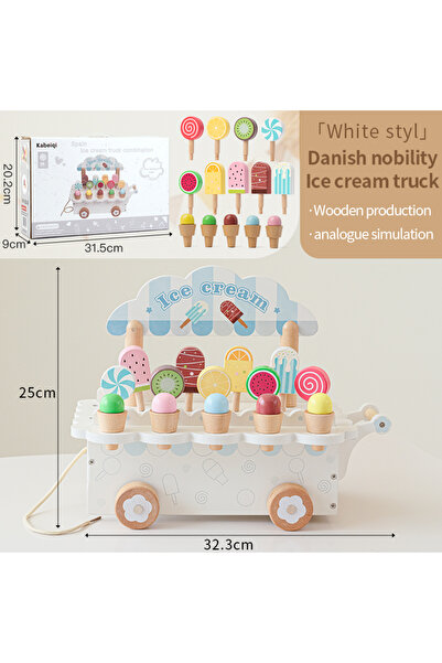 Choice1 لعبة فتاة الآيس كريم الخشبية البيضاء، ألعاب مطبخ تظاهرية، ملحقات مطبخ...