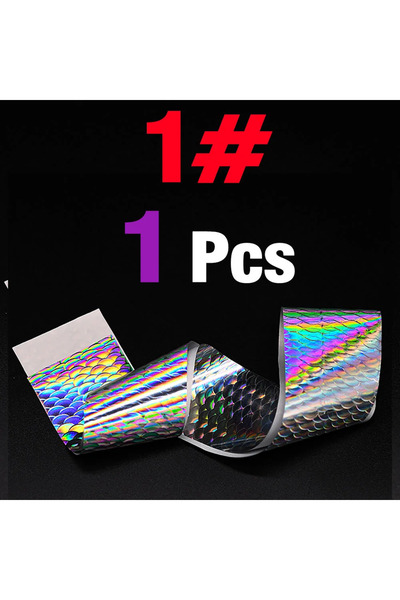 Choice رقائق نقل حراشف السمك ثلاثية الأبعاد من Color1 مقاس 4×50 سم، فن الأظافر DIY، ملصقات فضية بالليزر، ختم ساخن من رقائق نقل حراشف السمك ثلاثية الأبعاد من Color1