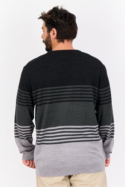 Nautica Men Ribbed Neck Stripe Sweater, Multicolor