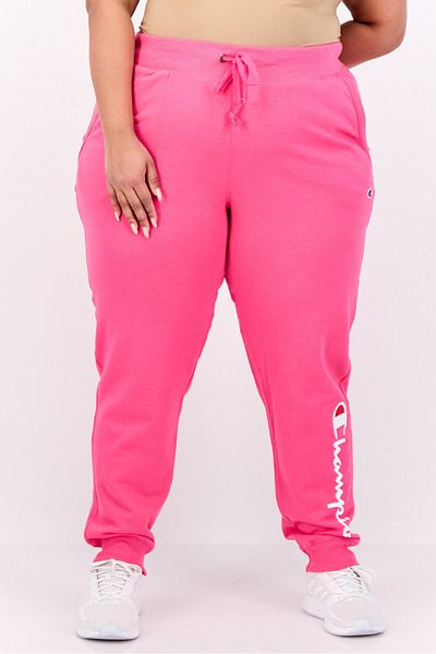 Champion Women Plus Size Brand Logo Outdoor Sweatpants Pink
